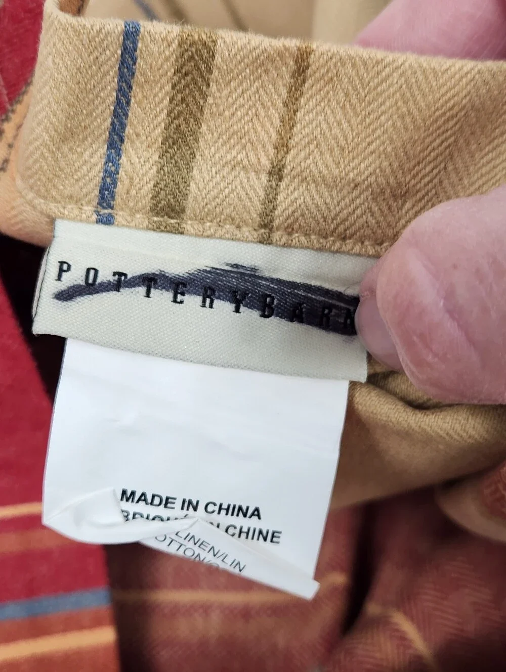 Pottery Barn Serape Linen Blend Standard Sham Set Of 2 French Cottage NOS